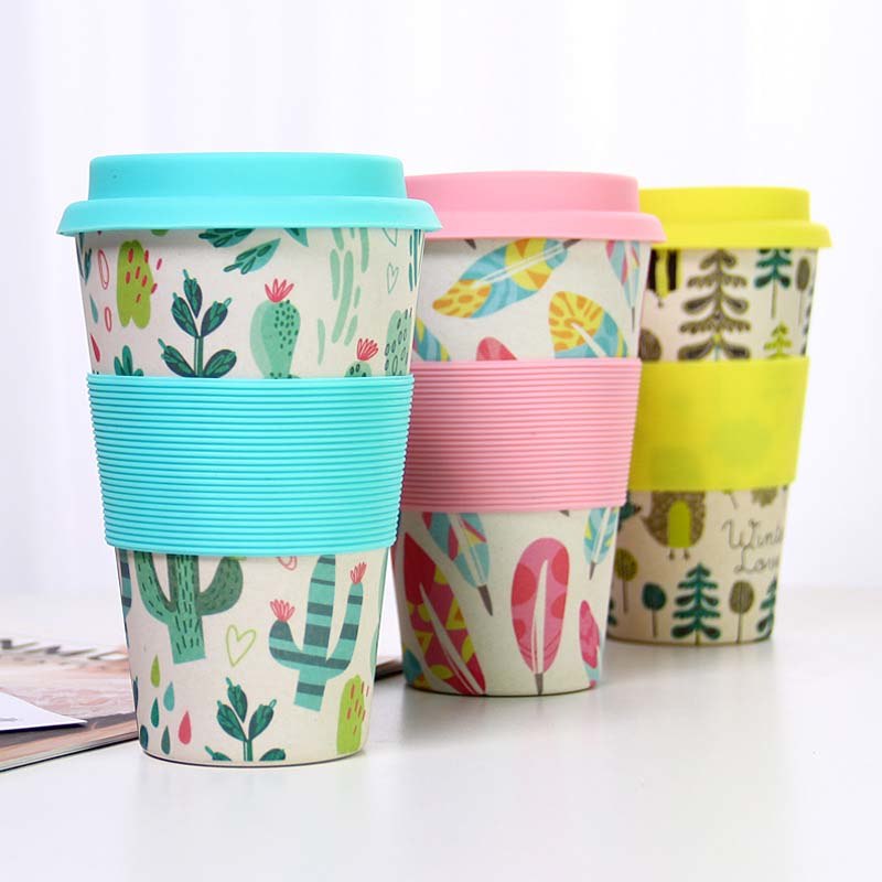 400ml Eco-Friendly Bamboo Fiber Coffee Mug Travel Mug With Lid