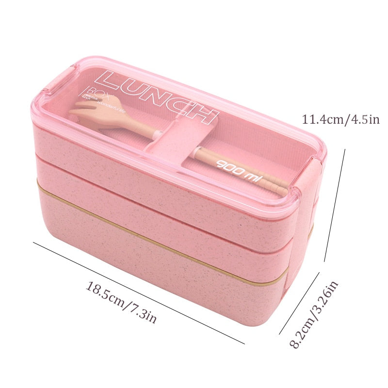 Our Wheat Straw Reusable Lunch box, is the eco-friendly replacement of the plastic single-use food containers Microwave safe and cutlery included, it's easy to carry and leak-proof.