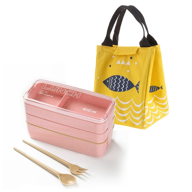 Our Wheat Straw Reusable Lunch box, is the eco-friendly replacement of the plastic single-use food containers Microwave safe and cutlery included, it's easy to carry and leak-proof.