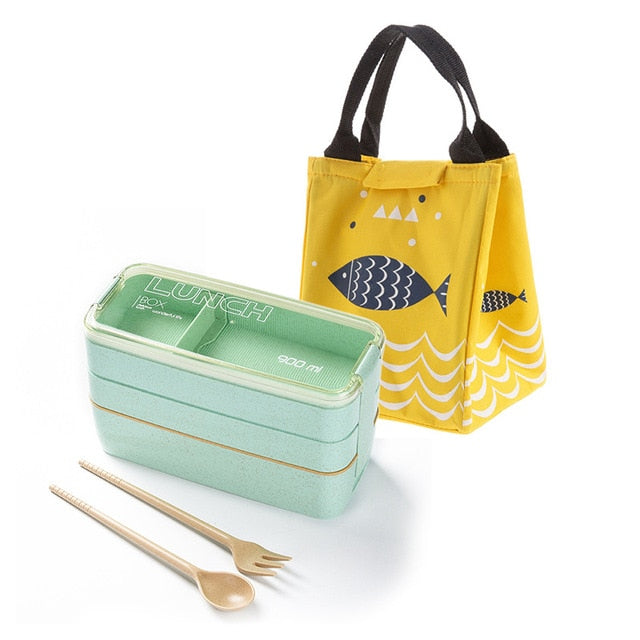 Our Wheat Straw Reusable Lunch box, is the eco-friendly replacement of the plastic single-use food containers Microwave safe and cutlery included, it's easy to carry and leak-proof.