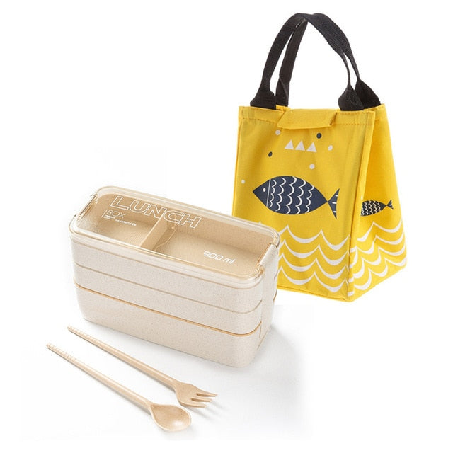 Our Wheat Straw Reusable Lunch box, is the eco-friendly replacement of the plastic single-use food containers Microwave safe and cutlery included, it's easy to carry and leak-proof.