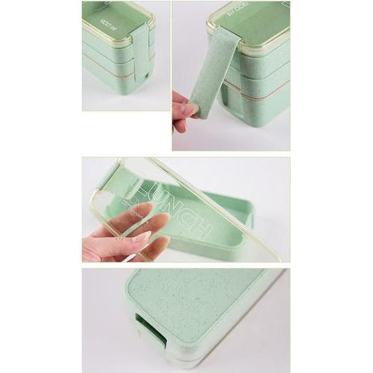 Our Wheat Straw Reusable Lunch box, is the eco-friendly replacement of the plastic single-use food containers Microwave safe and cutlery included, it's easy to carry and leak-proof.